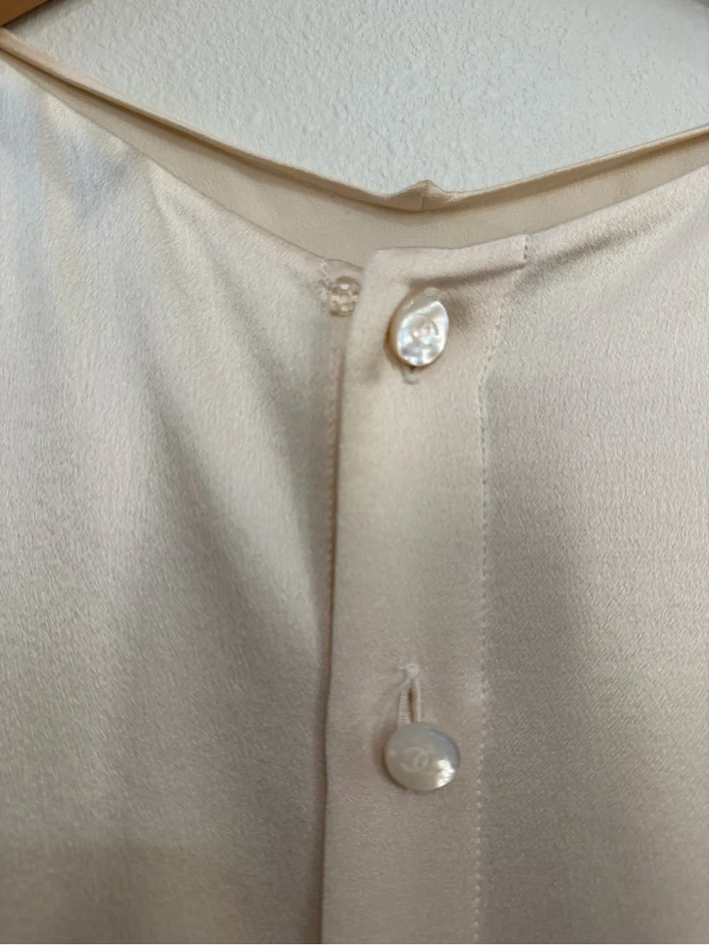 Vintage Chanel Silky Cream Short Sleeve Women's blouse